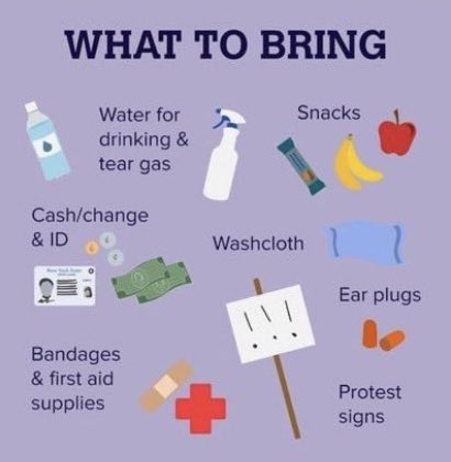 Please please please wear a mask! Some people will bring extra, but please if you have one wear it. Water is essential if you can bring extra to hand out that would be great. First aid is also important, just in case. Make sure to share if you can, it is greatly appreciated!