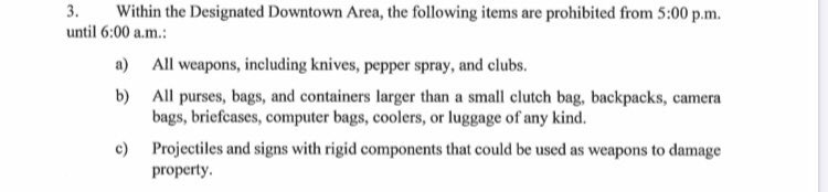 Here are some updates on the new “rules” The City of Denton pased. They say we cannot have bags bigger than a small clutch and that curfew starts  @9PM. The chief of Denton PD says that breaking curfew is an arrestable offense so some protestors will probably disburse around 8:45