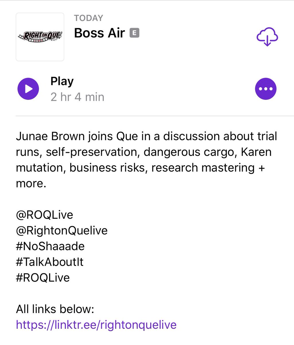 ROQLive's tweet image. #BossAir episode w/ @JunaeBrown on dangerous cargo, trial runs, Karen mutation, research mastering + more. 

Apple: podcasts.apple.com/us/podcast/rig…
SoundCloud: soundcloud.com/roqlive/boss-a…
Spotify: open.spotify.com/episode/4laKLS…
YouTube: youtu.be/IQKkYuhCkwE
#ROQLive