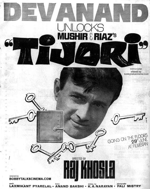 BTC #Exclusive 
Dev Anand's #Tijori that couldn't get unlocked.
An exciting #RajKhosla - #DevAnand film that sadly got shelved. The announcement with the advert was made in mid-1972.

Cheers!
#BobbySing #BobbyTalksCinema #BobbyTalksCinemaDotCom