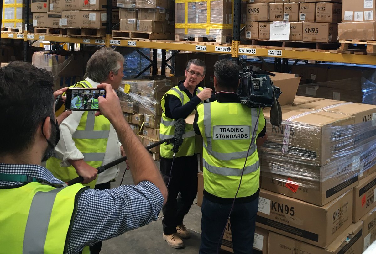 StephenKnight1's tweet photo. Watch BBC London news tonight at 6:30 to see @London_T_S teams inspecting potential unsafe face masks at Heathrow Airport #LTScovid19 #Covid19UK #coronavirusuk #ltsweek #londontogether https://t.co/yneLVdEhcq