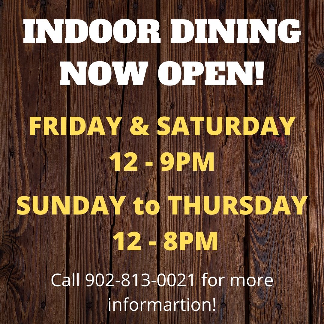 INDOOR DINING NOW OPEN! Our restaurant is open today with limited seating available and we just can't wait to serve you! Call us on 902-813-0021 for more information.
#montanascharlottetown #bbqandbar #suppertime