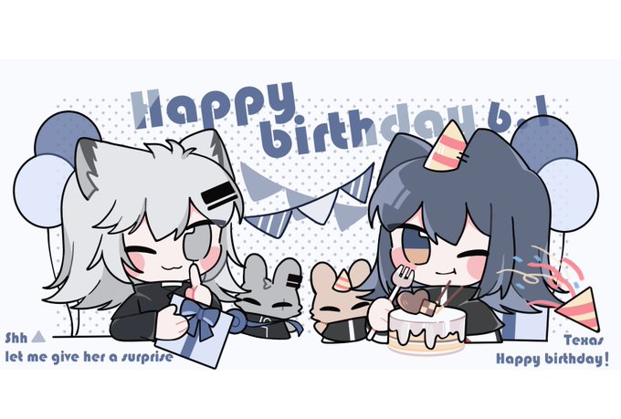 #テキサス 
​#ラップランド 
​#アークナイツ 
德克萨斯生日快乐!??
晚了一点不好意思 
