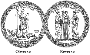 DesignstheLimit's tweet photo. The Great Seal of the Commonwealth of #Virginia includes the phrase, "Sic Semper Tyrannis" meaning, "Thus always to Tyrants" and the reverse of the seal displays the phrase, "Perseverando." the ability and self control that pushes you to work through challenges. #virginiaprotest https://t.co/K9f9XX3e5X
