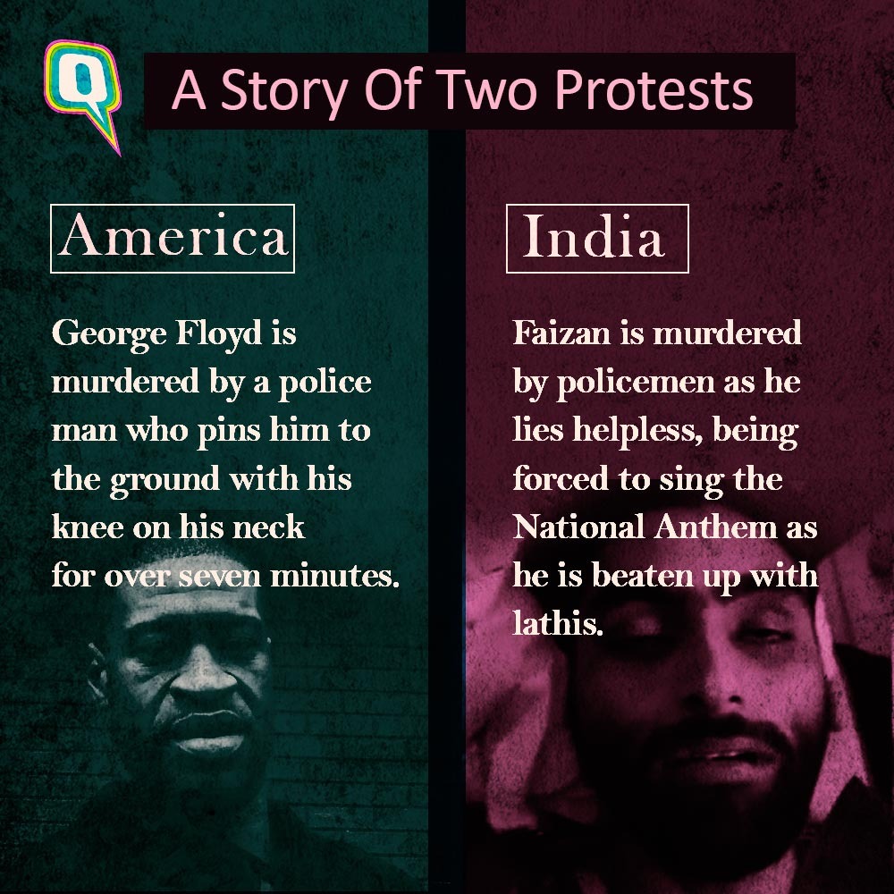 QuintNeon's tweet photo. The resemblance between the #GeorgeFloyd protests in the USA and the CAA-NRC  protests in India is uncanny. https://t.co/DqdVNJWYMQ