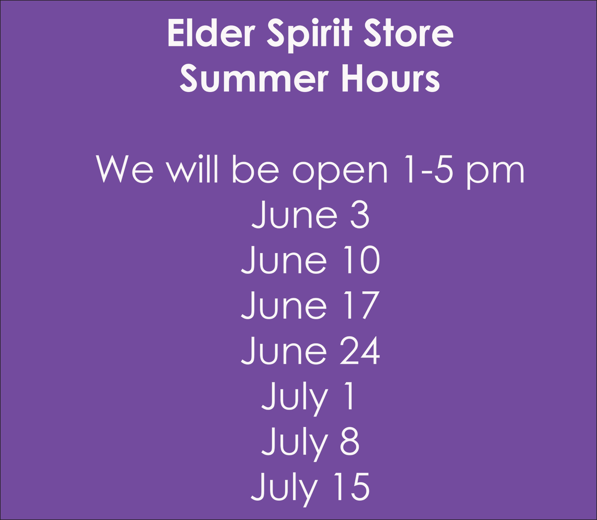 ehs_store1's tweet image. The Spirit Store will begin 🏖 Summer Hours starting on
Wednesday June 3rd from 1-5 pm.
They will continue on the following Wednesdays only from 1-5pm:

June 3 , 10, 17, 24 July 1, 8, 15
#elderspiritstore
