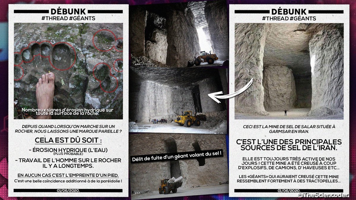 Déjà pour commencer les photos !Elles sont censées nous prouver que les géants ont laissé une marque dans l& #39;histoire... or... entre érosion hydrique & mine de sel exploitée à coup de dynamite, pas la moindre trace de géant pour le moment...