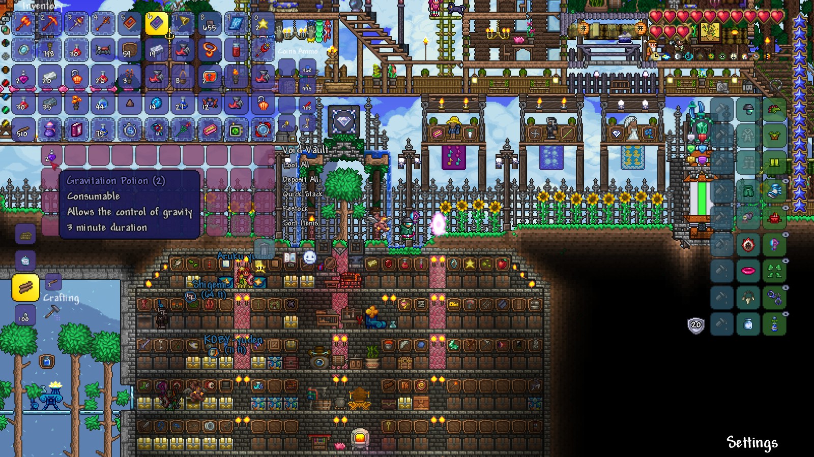 ジェットｐ ニコ生主 Terraria 今日の夜マルチ生放送は終了です 今日の私の動きはポーション作成所を簡易につくり 赤キノコ栽培所を作り あとは溶岩釣りのために地獄で餌集め 本日もコビーさんが釣ったクレートを開けましたがかなり良い結果が出ましたね
