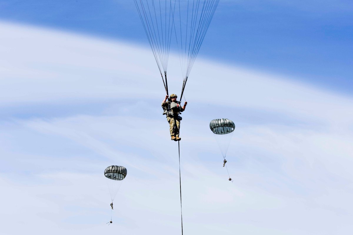 Agile Wolf.
<a href="/usairforce/">U.S. Air Force</a> airmen descend onto an airfield at <a href="/RamsteinAirBase/">Ramstein Air Base</a> as part of an exercise designed to sharpen tactics, techniques, and procedures for establishing expeditionary airfields on demand.