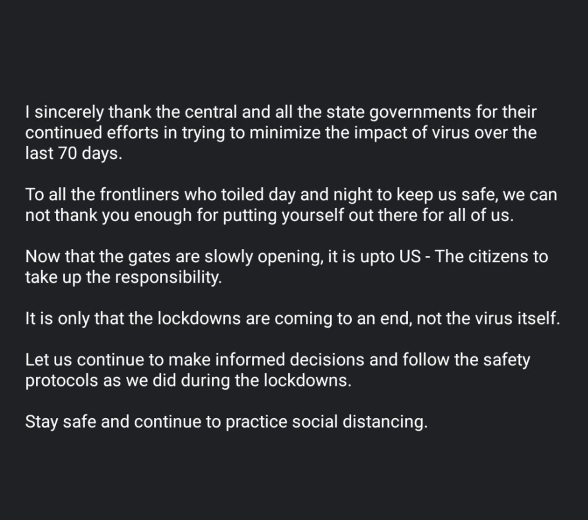 VenkyMama's tweet image. Stay Safe and continue to practice social distancing!! #StaySafe