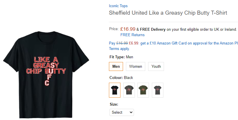 RBinout's tweet photo. Like a Greasy Chip Butty t shirt now available from Amazon. 
#greasychipbutty @Blades1889_com @The_Bladesman #sufc #twitterblades @JamesShield1 @SUFC_memories @dannyhall04 @Blades1889_com @TheStarBlades #sheffieldunited #blades
https://t.co/QTA6lrF9FB https://t.co/Lh6YydtSEK