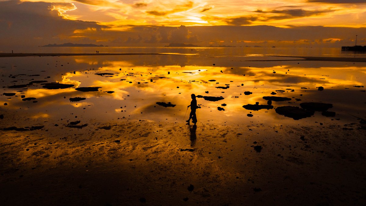 littleflooks's tweet photo. Golden Time #thailand🇹🇭 #thailandtravel #thailand #kohsamui #kohsamuithailand #kohsamuiisland #sunset #reflection #sea #beach #nathon https://t.co/QWXPNmPqPR