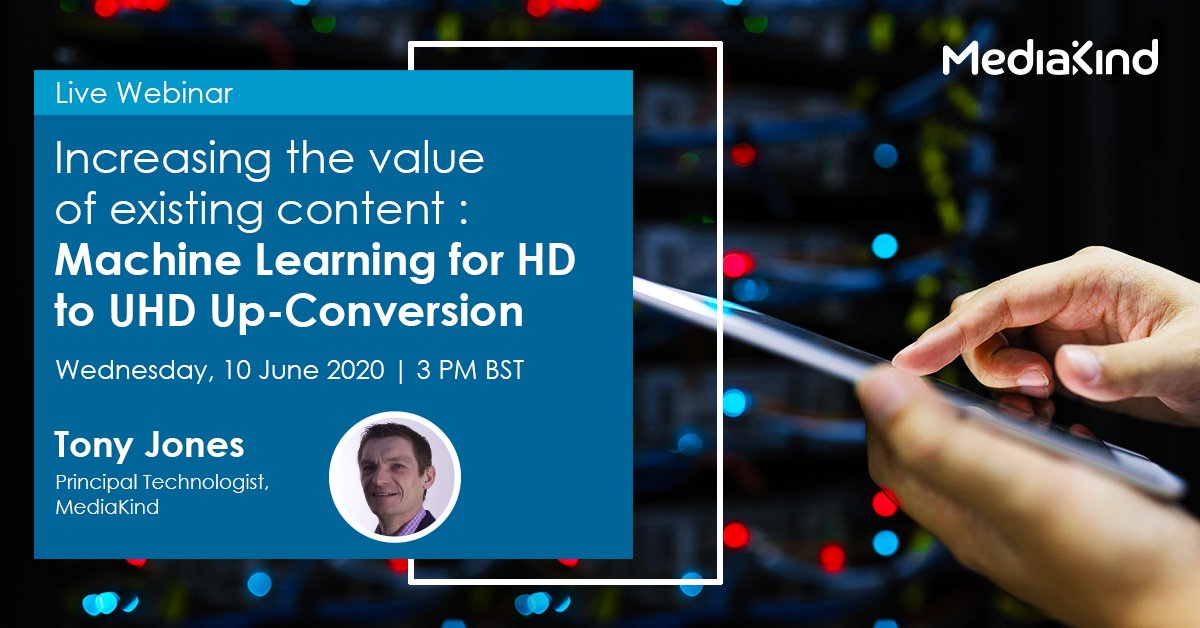 Media_Kind's tweet photo. Join us for a webinar with @TonyJones_MK, where he will walk us through how #broadcasters can activate the wealth of yesterday’s #content with the expected experience of today. https://t.co/eP2IaPj68f
#UHD #ABR #AdaptiveBitrate #OTT #cloudcomputing https://t.co/2yMW4nmTmW