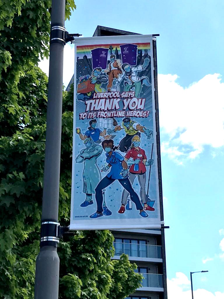 While you are out for a walk in Liverpool, keep your eyes peeled for this fabulous artwork from #Sefton artist Stu Harrison, honouring our amazing NHS workers. Thank you NHS!  #NHSheroes #MySefton