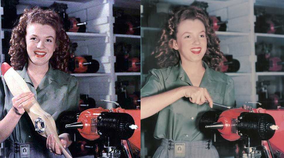 In 1943, James Dougherty became a Marine and was sent out to the Pacific.Struggling to make ends meet, Norma started working in a factory building drone aircraft for the Army