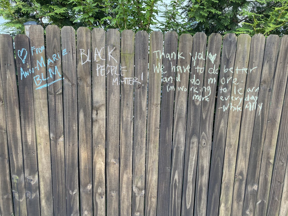 The names of George Floyd and other African Americans killed by police or armed Americans painted along a fence just north of Brookland.