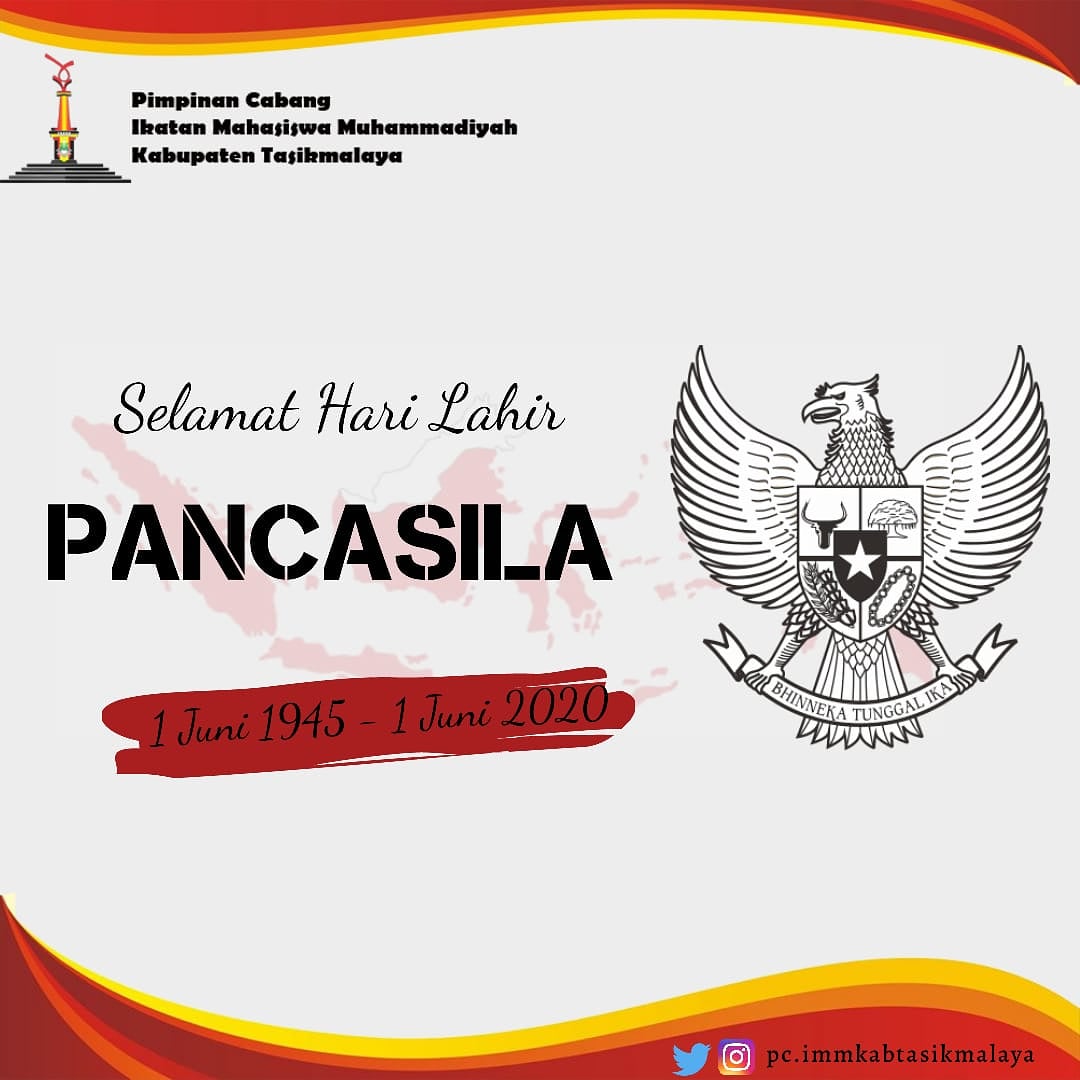 pcimmkabtasikm's tweet photo. Selamat Hari Pancasila, 1 Juni 2020.
#muhammadiyah #aktivismahasiswa #akademisi #immjaya #immtasik #islamberkemajuan #akademisiislam #imm #immawan #immawati #Pancasila https://t.co/bpe0rN15Kg