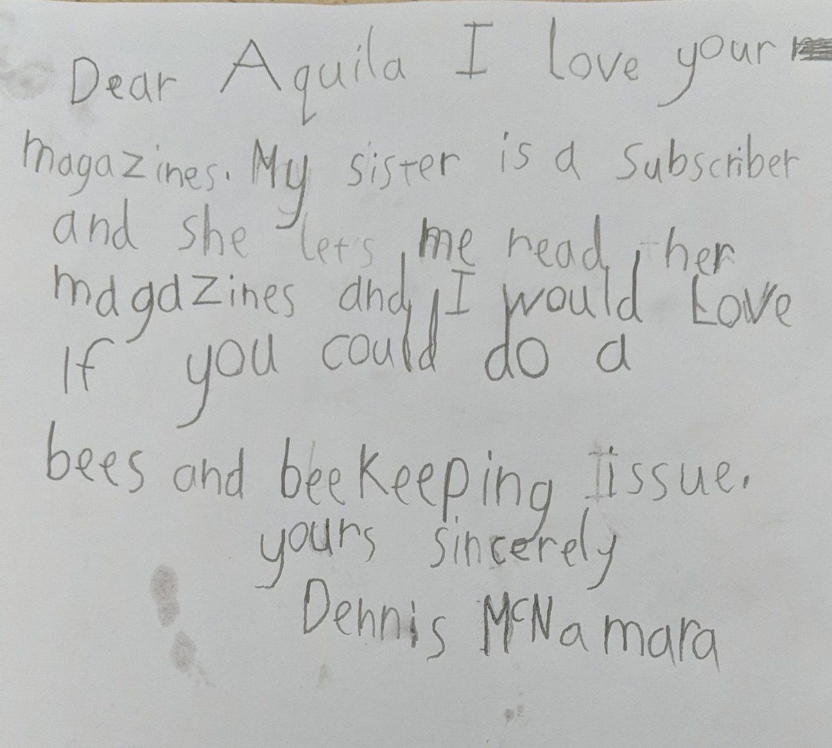 freedgull's tweet photo. @AquilaMag Dennis would love to see a bees and beekeeping issue. https://t.co/rSNV3B7dHY
