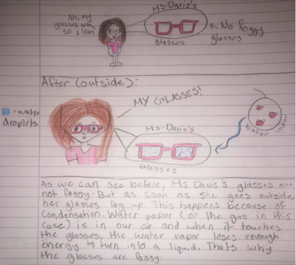 rdavisteaches's tweet photo. The mystery of the foggy glasses starring me! By one of the students in my block 5 class.  #sci6ASD #phenomena #ngss #NGSSchat #virtualschool #onlineschooling https://t.co/TlIyqYirJo