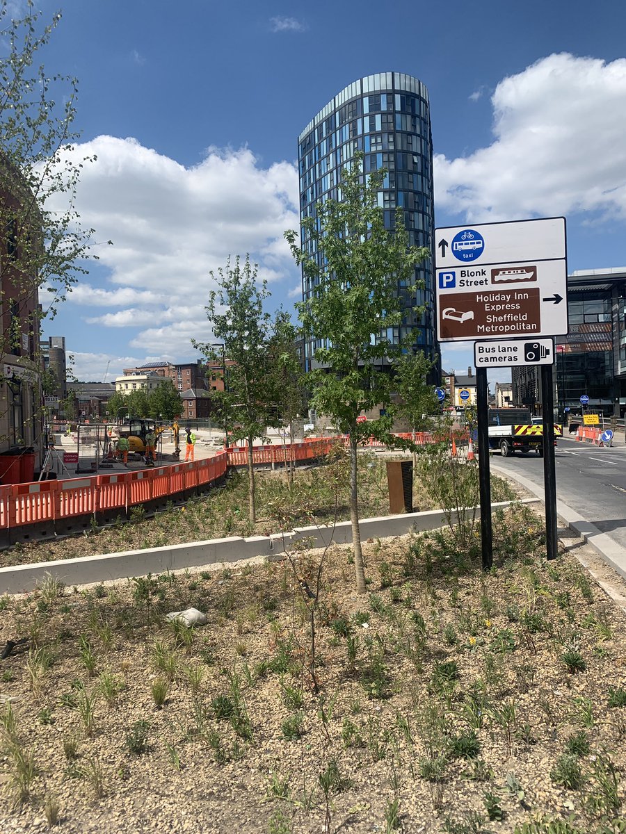 UrbanaAdam's tweet photo. Lovely city centre walk to check out the progress of grey to green. How this ties Victoria Quays into the city is something quite special, giving some amazing buildings the urban context they deserve. An absolute success in place making, as Castlegate gets moving. @SheffCouncil https://t.co/PNZQPImHje