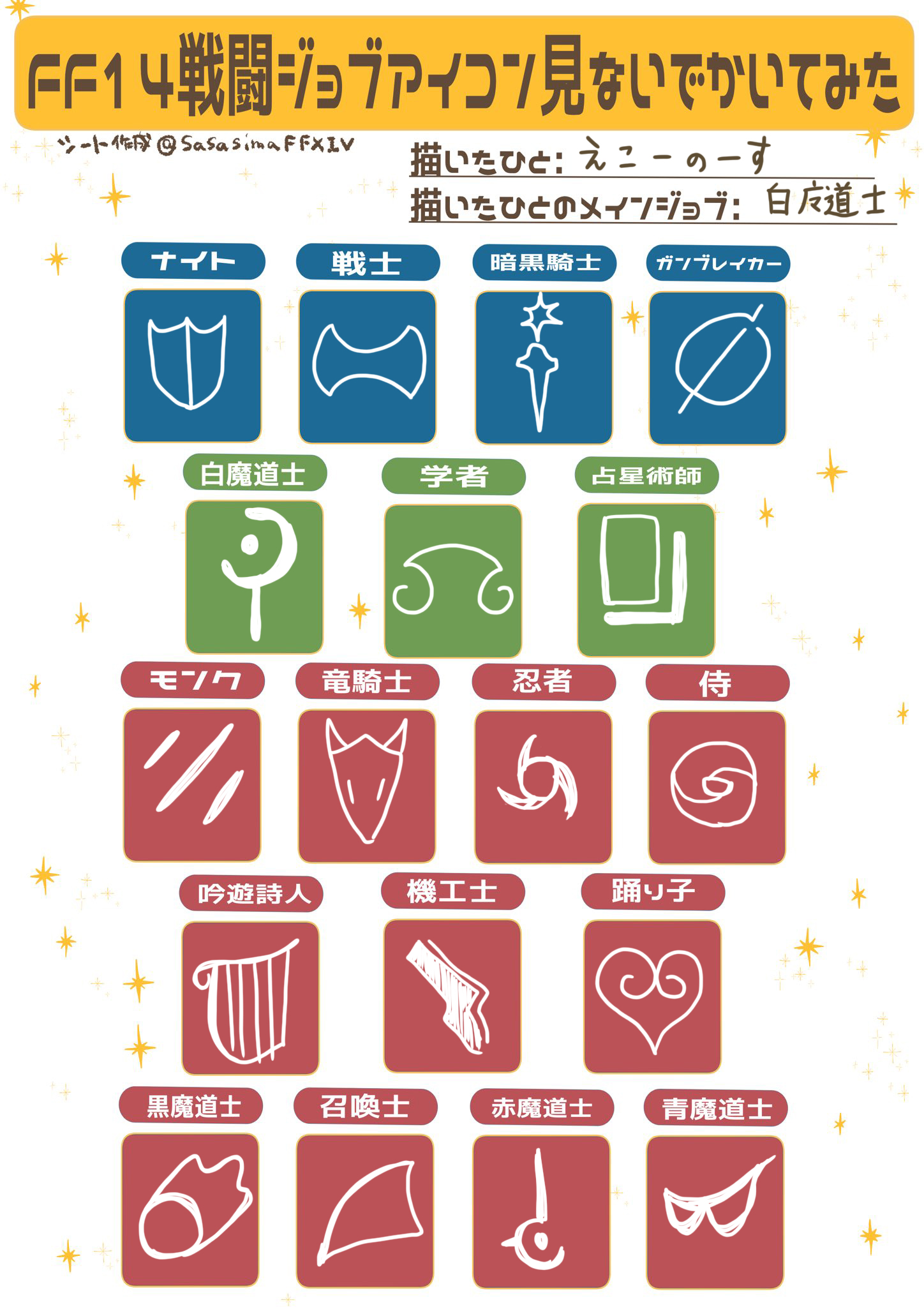 Echo Ff14戦闘ジョブアイコン見ないでかいてみた 忍者と侍と召喚士がマジで思い出せなかった 3 Echo Ff14戦闘ジョブアイコン見ないでかいてみた 忍者と侍と召喚士がマジで思い出せなかった 3