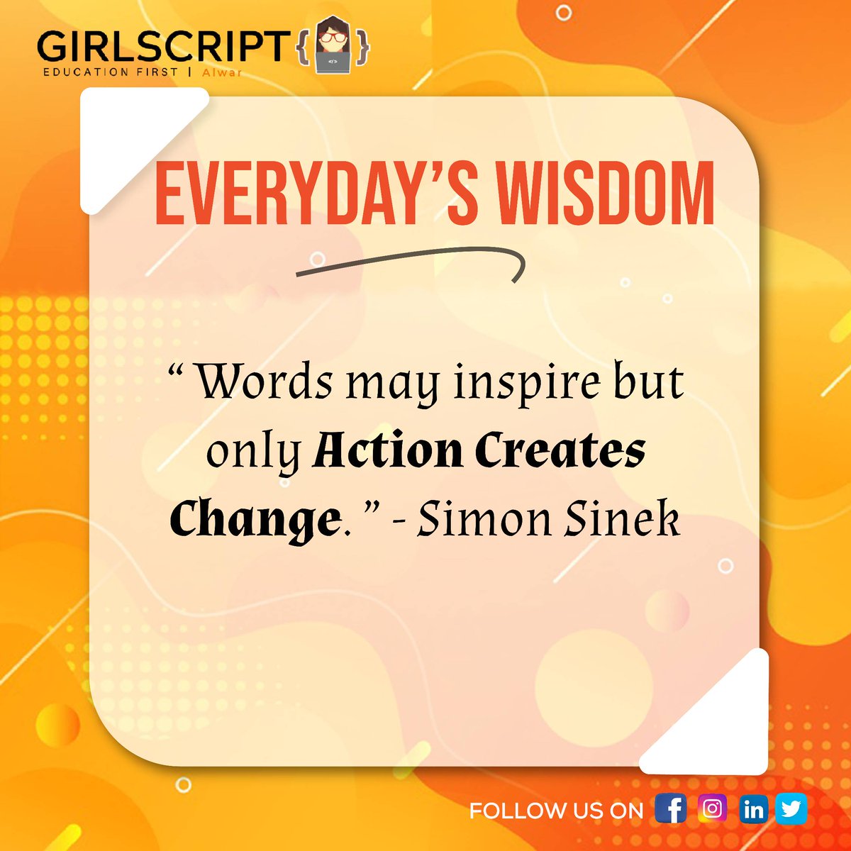 girlscriptalwar's tweet photo. #girlscript #girlscriptalwar #amityuniversity #alwar #niituniversity #delhiuniversity #delhicoding #dscolor #maihooncoder #iit #iiit #manipaluniversity #du #computerscience #bennettuniversity #srmuniversity #hansraj #quotes #motivation #motivationalquotes https://t.co/V6SwxhD8se
