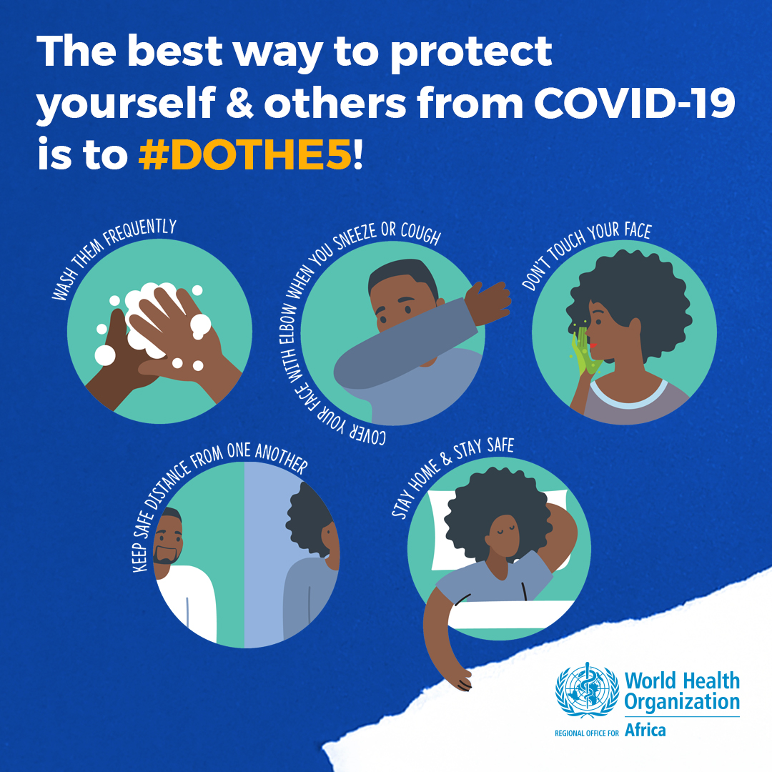 WHOAFRO's tweet photo. FACTCHECK:
❌Drinking bleach will NOT kill the #COVID19 virus in your body. Do not introduce bleach, or any other disinfectant, into your body. These substances can be poisonous & cause damage.
The best way to protect yourself & others from the virus is to #DOTHE5. https://t.co/AyrUSOJMvH