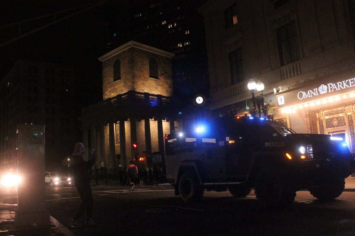 Turns out that when you bring in the tanks, people don't react well. And the cops knew that. This wasn't an accident; it's their MO at the end of a peaceful protest: Get into the thick of things, and escalate.Fuck that.  #BostonProtests