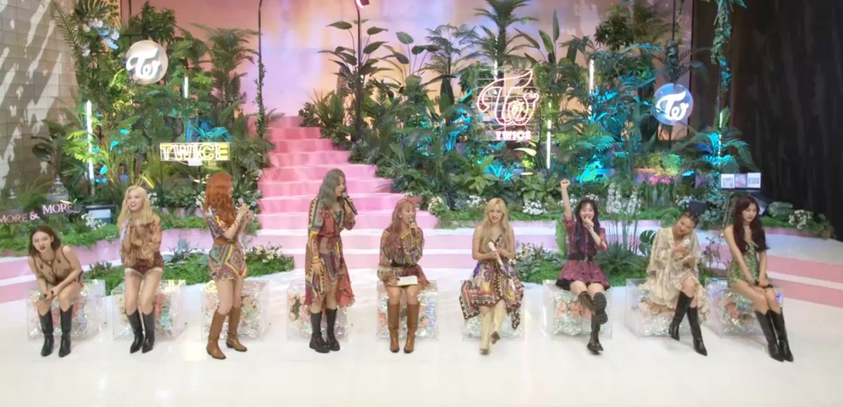 misayeon's tweet image. TWICE finally heard that they ranked #1 on the music charts with More &amp;amp; More!! Dahyun was touched and said it had been her birthday wish 😭