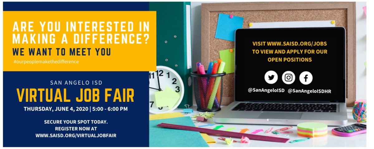Interested in making a difference? We want to meet you. Register for our Virtual Job Fair at saisd.org/virtualjobfair. After registering, interested applicants will be notified with a specific time and details to connect. Visit saisd.org/jobs to view openings and apply.