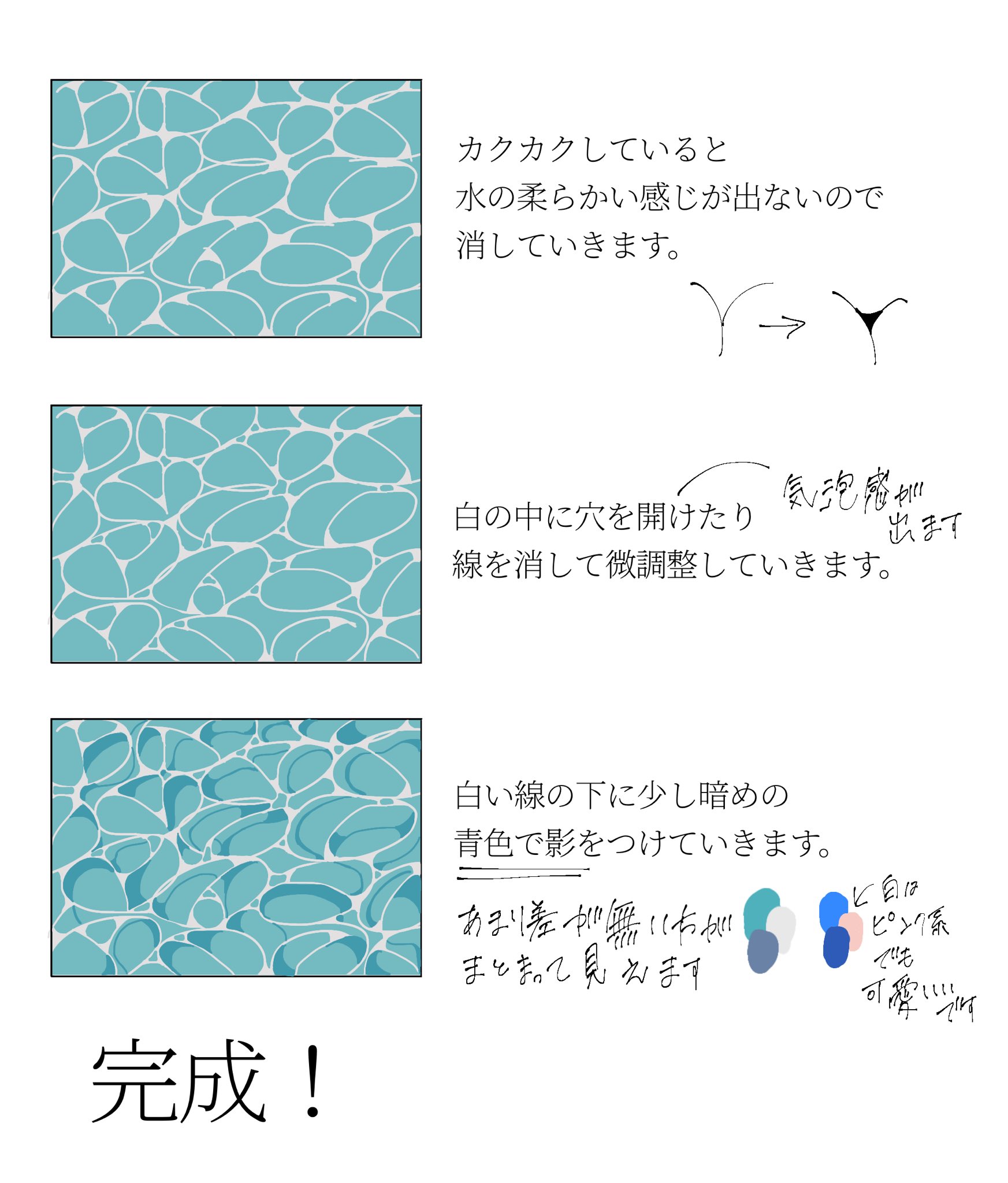 تويتر 48 على تويتر そろそろ海が恋しい時期なので 水の描き方まとめました T Co Prrmgpijzz