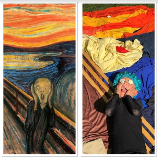 Carolside_PS's tweet photo. The Scream by Edvard Munch, re-imagined! #CPSHomeLearning https://t.co/9t3TqitVJ4