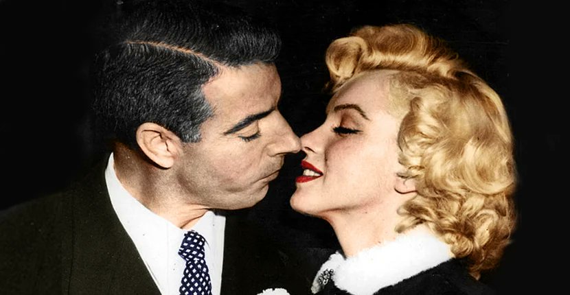 Monroe was unenthusiastic, saying: “I don’t care to meet him. I don’t like men in loud clothes, with checkered suits, big muscles and pink ties. I get nervous.”But she agreed to a first date, changed her opinion & on 14 January 1954 they got married at San Francisco City Hall.