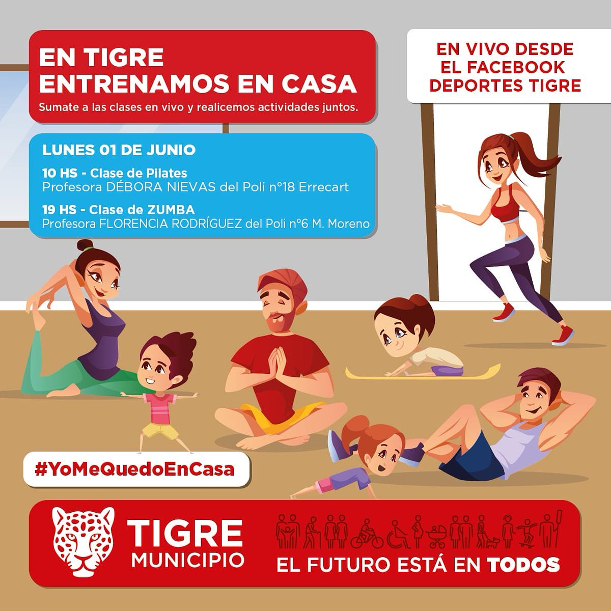 EN TIGRE ENTRENAMOS EN CASA!
AL VIRUS LO PARAMOS ENTRE TODOS...
"CLASES EN VIVO DESDE EL FACEBOOK DE DEPORTES TIGRE"
#QuedateEnCasa 
#ElFuturoEstáEnTodos 
<a href="/MunicipioTigre/">Municipio de Tigre</a> <a href="/ZamoraJulio/">Julio Zamora</a> <a href="/samynluis/">Luis Samyn Ducó</a> <a href="/NatuGomezok/">Natalia 🍀💫</a>