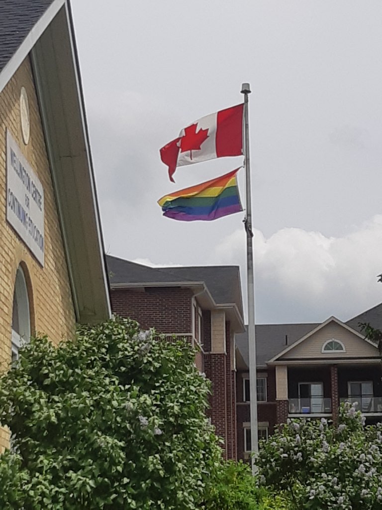 Our flag has been raised in support of #PrideMonth 🌈👏🙌🌈 #Guelph @ugdsb @ugdsbequity @SUPUGDSB @SWAFuppergrand @OutOnTheShelf
