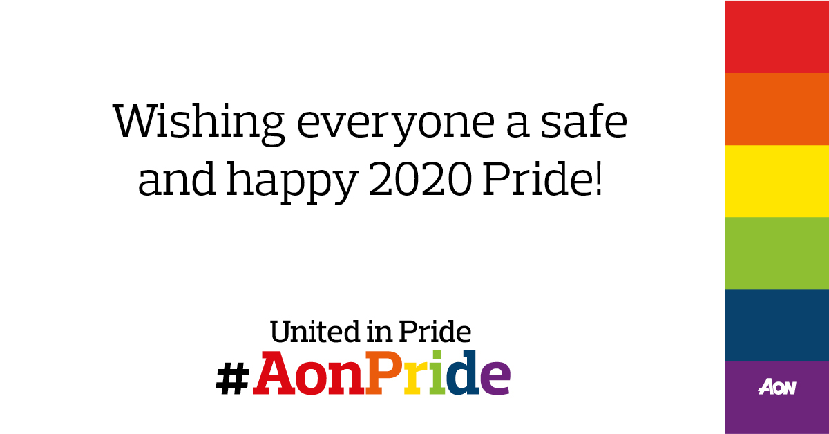 Aon in Canada  is proud to support diversity and inclusion by celebrating Pride month with our LGBTQ2+ community #pride2020 #PrideMonth
