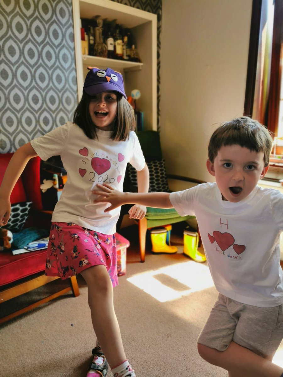 We're excited about virtual sport day and spent our creative time designing sport day t-shirts and practicing our moves @MissRobertson97 and <a href="/MissNLBrown/">Nicole Brown</a>! Mum scanned our art and printed onto special paper <a href="/NewtongrangePS/">NewtongrangePS</a>
