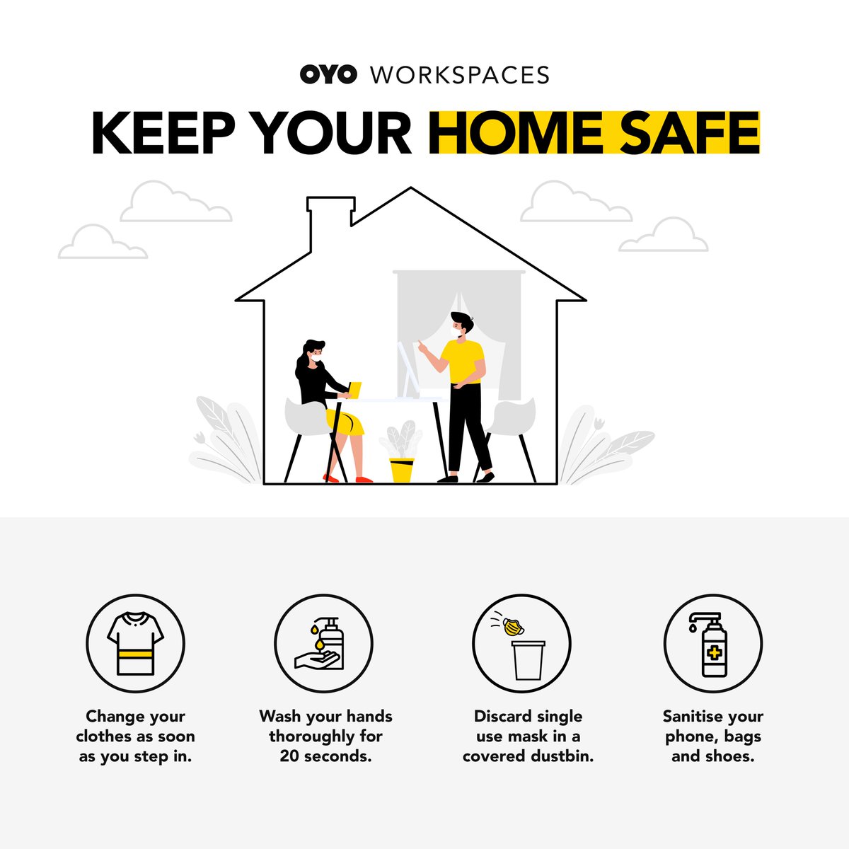 oyoworkflo's tweet image. Secure your safe haven from COVID-19. 🏡

#SafetyFirst #OYOWorkspaces #StaySafe #WorkSafe  #Coworking #SocialDistancing #COVID19 #Corona #CoronaCare #BeSafe #coworkingspace