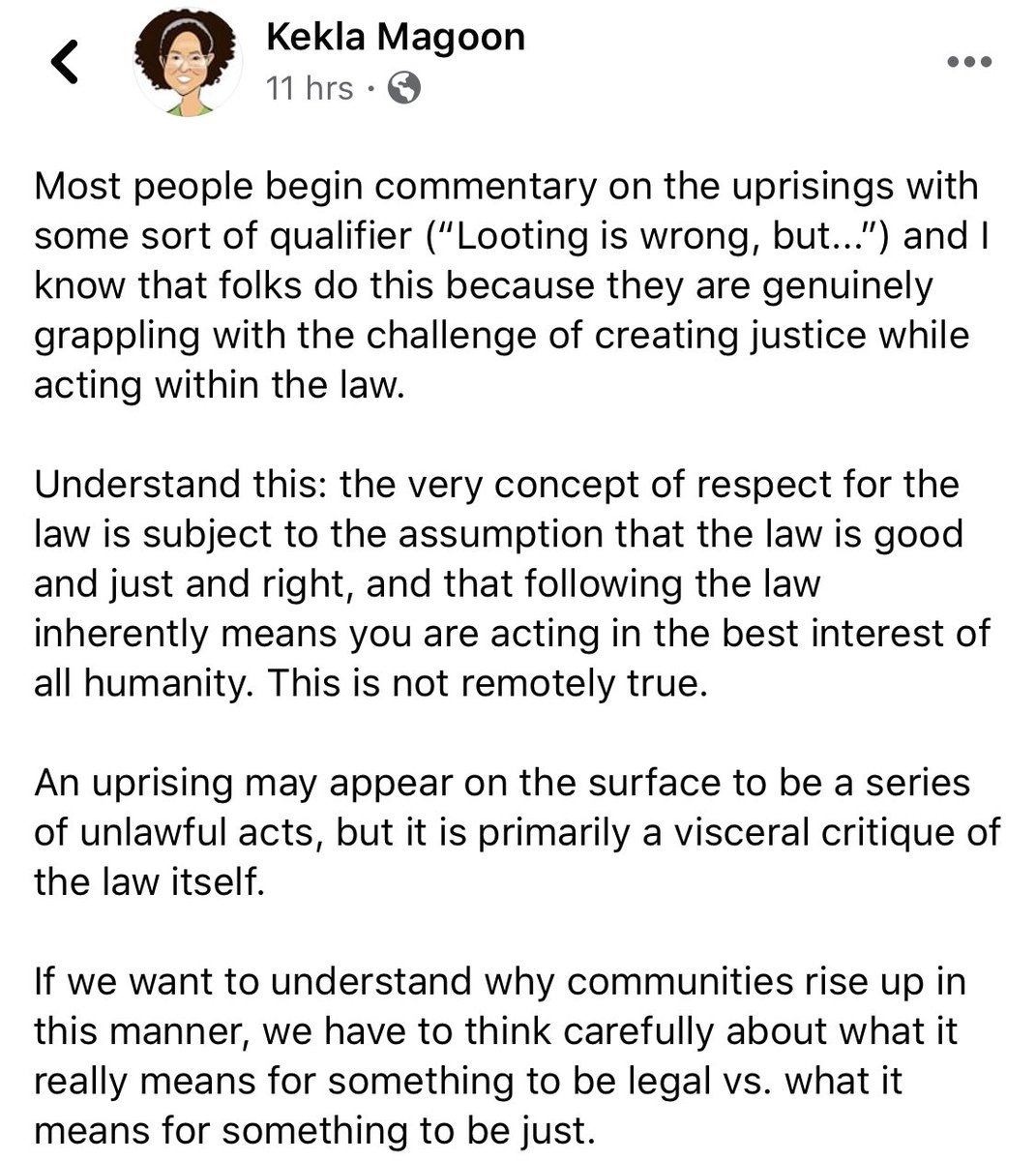 If you want to understand the difference between lawful and just, let award-winning children’s book author  @KeklaMagoon explain it to you like you were a 12-year-old:  https://www.facebook.com/1054310240/posts/10220018147298041/