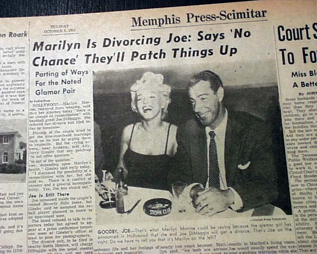 A month later Marilyn filed for divorce on the grounds of mental cruelty.After the divorce, Joe DiMaggio went into therapy, stopped drinking and started working on expanding his interests beyond baseball.