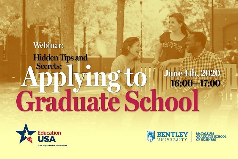 ŞEHİR Kariyer Mrk. (@sehirkariyer) on Twitter photo “Hidden Tips and Secrets: Applying to Graduate School”
Date: June 4th, 2020
Time: 16:00 – 17:00
Link: bentley.zoom.us/s/94607179935
Application will be free.
After the event, participants can communicate with the Bentley University Committee and presenters.
@FulbrightTurkey <a href="/bentleyu/">Bentley University</a> “Hidden Tips and Secrets: Applying to Graduate School”
Date: June 4th, 2020
Time: 16:00 – 17:00
Link: bentley.zoom.us/s/94607179935
Application will be free.
After the event, participants can communicate with the Bentley University Committee and presenters.
@FulbrightTurkey <a href="/bentleyu/">Bentley University</a>