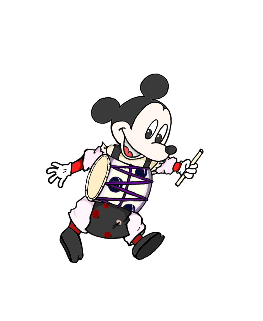 ぱおん もうそろそろ頑張るまん ミッキーのイラストを作成ちう 大田楽とミッキーて難しいよ 白目 明日は背景ですな