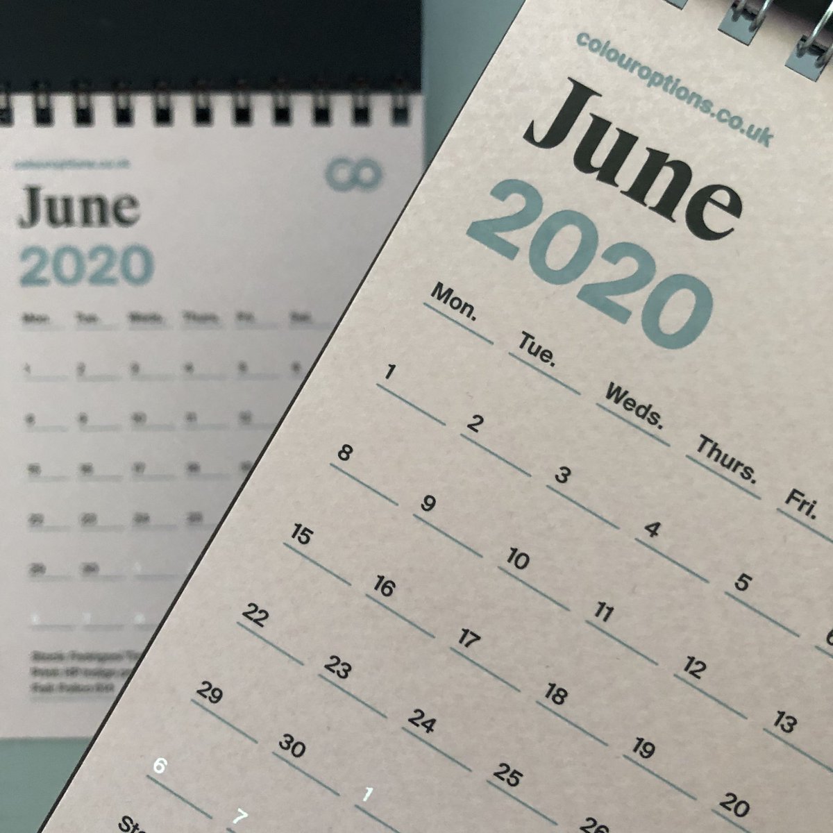 printloveuk's tweet photo. And then it was June. Happy 1st of the month. #TheYearStartsHere. Stock: @FedrigoniUK Tintoretto Ceylon Cubeba 250gsm. Print: HP Indigo process black &amp; multi-hit white. Foil: Foilco 614. Give us a shout if you’d like a desk calendar to brighten-up your workstation. #PrintLove https://t.co/fp7SyocVCw