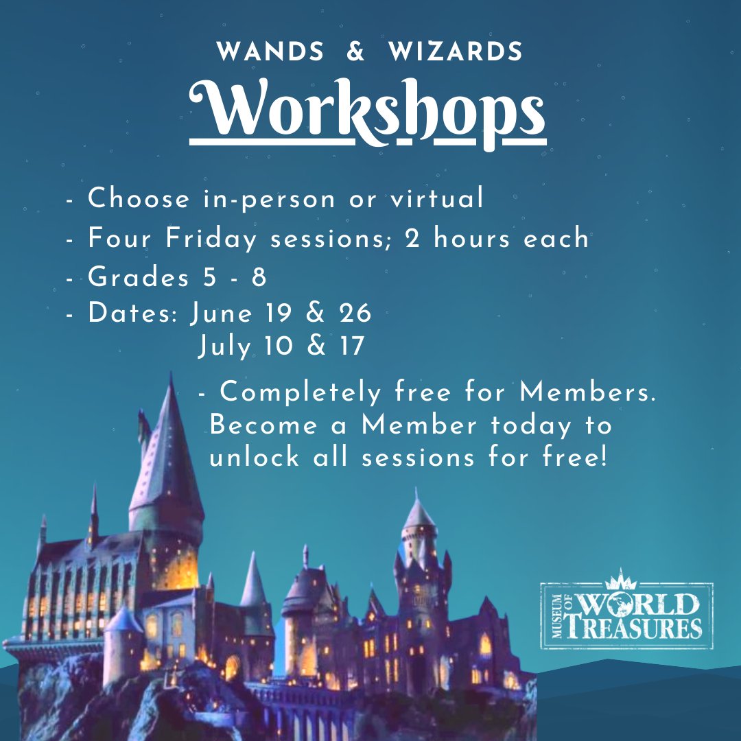 Coming Soon: We're offering four exciting workshops based around our beloved Wands & Wizards theme! 

Stay tuned to find out how you can sign up!

#WandsAndWizards #MuseumWorkshops #FifthGraders #SixthGraders #SeventhGraders #EighthGraders #ICTlife #MOWT #Museums
