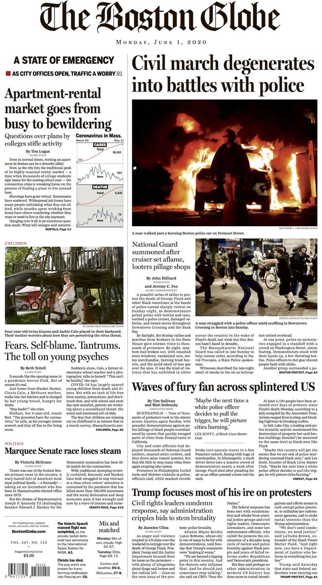 BostonGlobe's tweet photo. In today's paper: Boston area’s apartment-rental market stuck in limbo, how the coronavirus pandemic looks to a 3-year-old, and more. https://t.co/GonJ0f2yT0 https://t.co/Jh5ZjDsZre