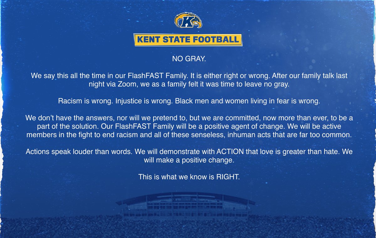 KentStFootball's tweet image. Statement from the #FlashFAST family: