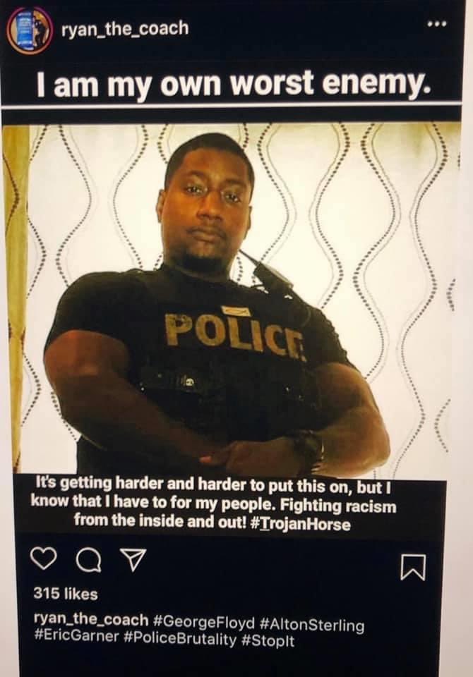 jjdja412's tweet photo. @MiramarPD you condone this? His # metaphor just put you under advisement of a questionable agenda beneath YOUR badge. Someone who doubts his own loyalty isn’t someone you should entrust with power or our youth. He who hates himself cannot promote peace. #handlethis https://t.co/5bqiE7pBkt
