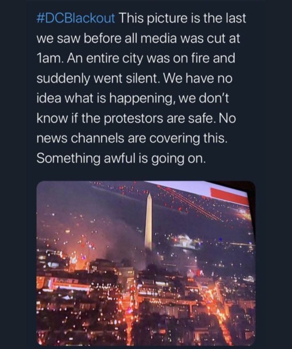 ALL THE INFORMATION I’VE GATHERED ON  #DCblackout WILL BE POSTED ON THIS THREAD, AND I WILL CONTINUE TO UPDATE THIS THREAD. PLEASE, IF YOU SEE ANY POSTS, ANY VIDEOS OR PHOTOS OF THE PROTESTS, SPREAD THEM!! TWITTER IS DELETING THEM AS THE GOVERNMENT IS TRYING TO HIDE THEM!!