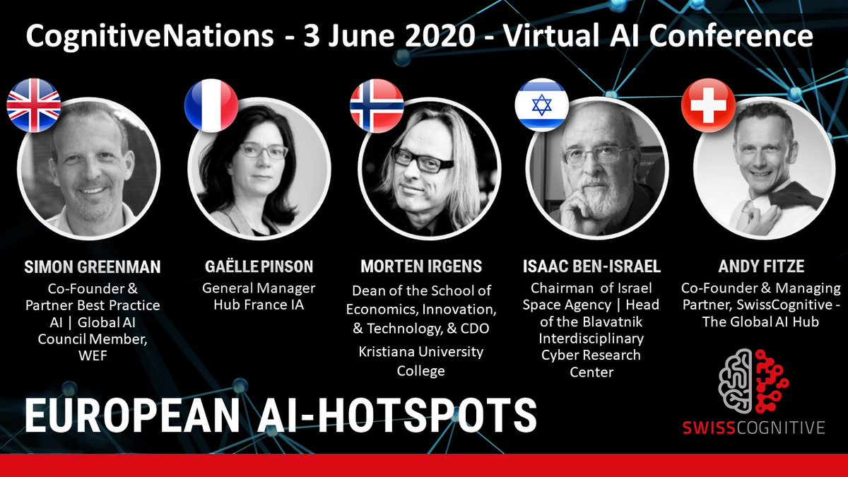 SwissCognitive's tweet image. How can we ensure that Europe stays compatible &amp;amp; sustainable in the development of #AI? Find out from leading figures of European AI Hostpots!

#CognitiveNations, with thought-provoking keynotes, discussions &amp;amp; practical AI use cases! 

REGISTER &amp;amp; JOIN FREE bit.ly/3gvkAF4