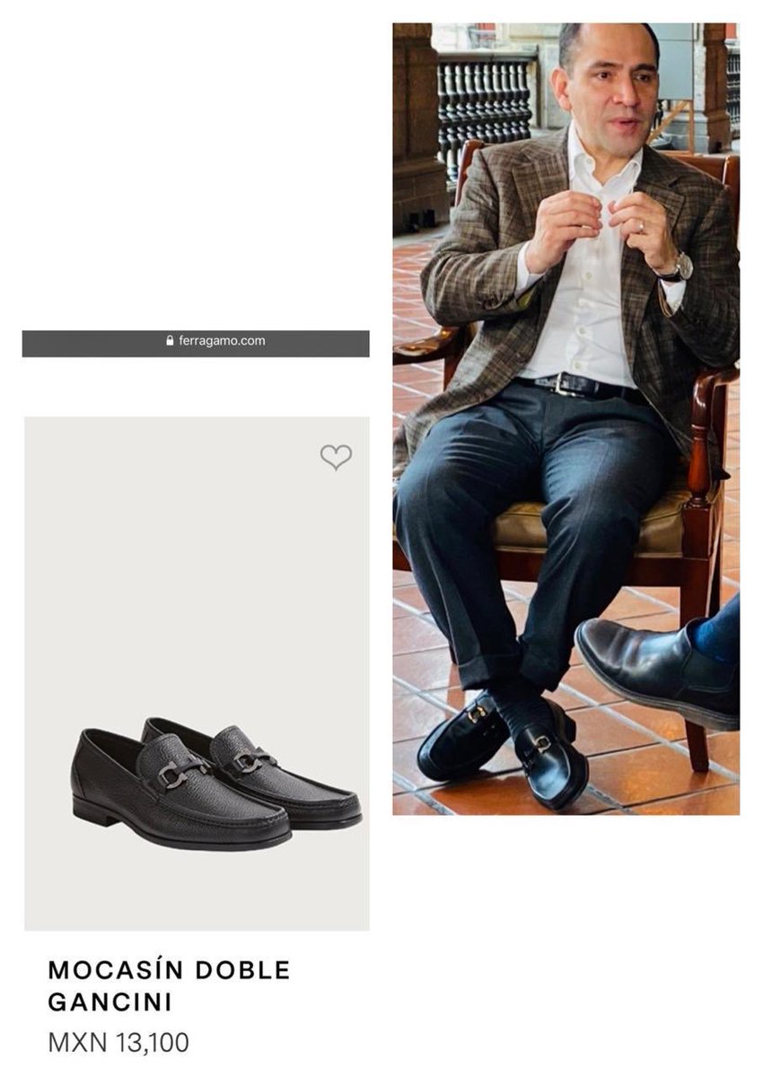 CarlosLoret's tweet photo. “Si ya tenemos zapatos, ¿para qué más?”, declaró AMLO. El secretario de Hacienda presume dos pares de Salvatore Ferragamo que cuestan 13,100 pesos uno y (780 dlls.)18 mil el otro. No tendría nada de malo, pero este gobierno eso lo ve mal. https://t.co/NNYmNgxcF6